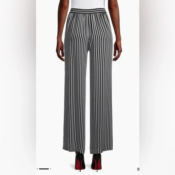 NWT MICHAELMichael Kors Stripe Straight Leg Pant Black & Cream Size 6